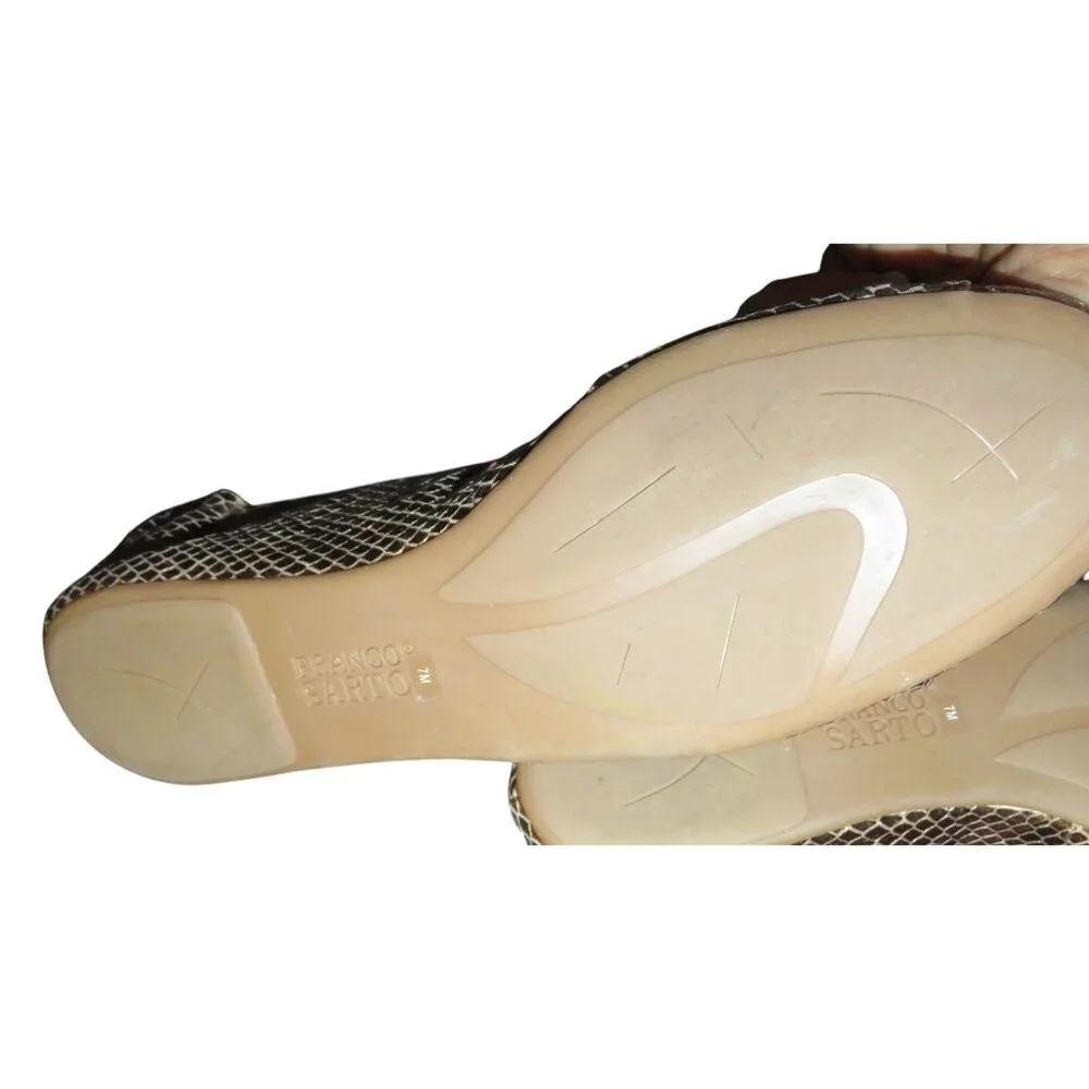 Franco Sarto Astra Brass BOA Snakeskin Metallic Italian Leather Bow Ballet Flats